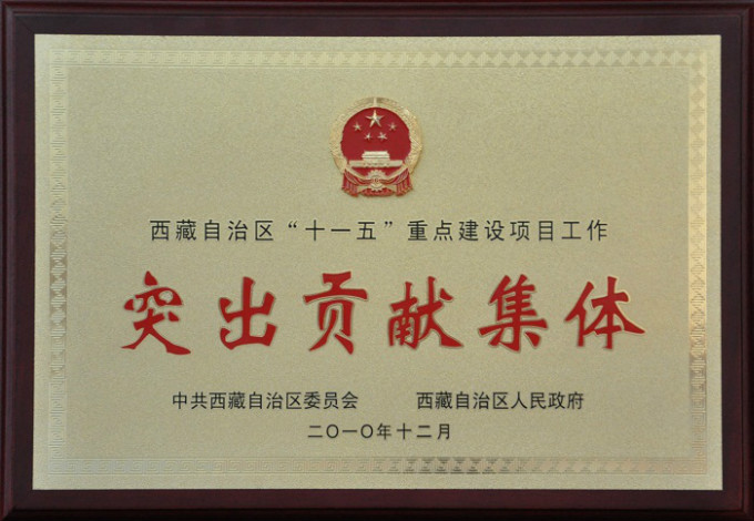 2010西藏自治區“十一五”重點建設項目工作突出貢獻集體